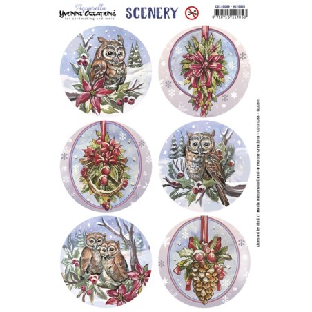 (CDS10088)Scenery - Yvonne Creations - Aquarella - Christmas Miracle - Owl Round