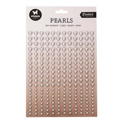 (SL-ES-PEARL08)Studio Light Pearls Silver hearts Essentials nr.08