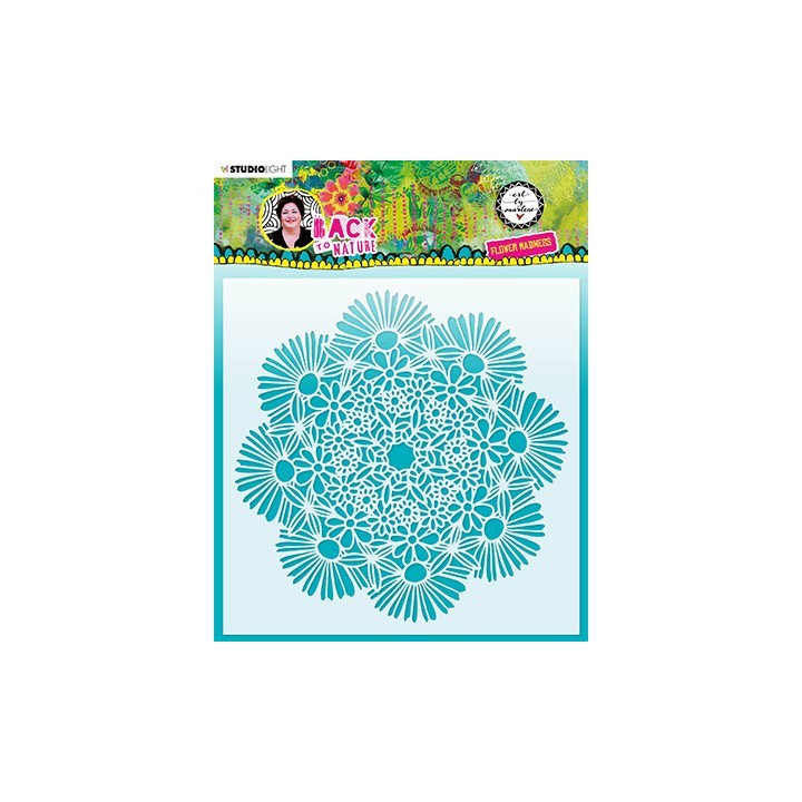 (ABM-BTN-MASK84)Studio light stencil Flower Madness Back To Nature nr.84