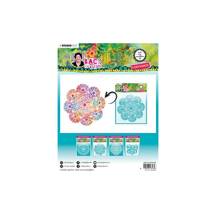 (ABM-BTN-MASK84)Studio light stencil Flower Madness Back To Nature nr.84