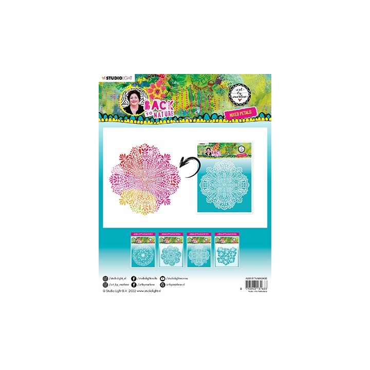 (ABM-BTN-MASK85)Studio light stencil Mixed Petals Back To Nature nr.85
