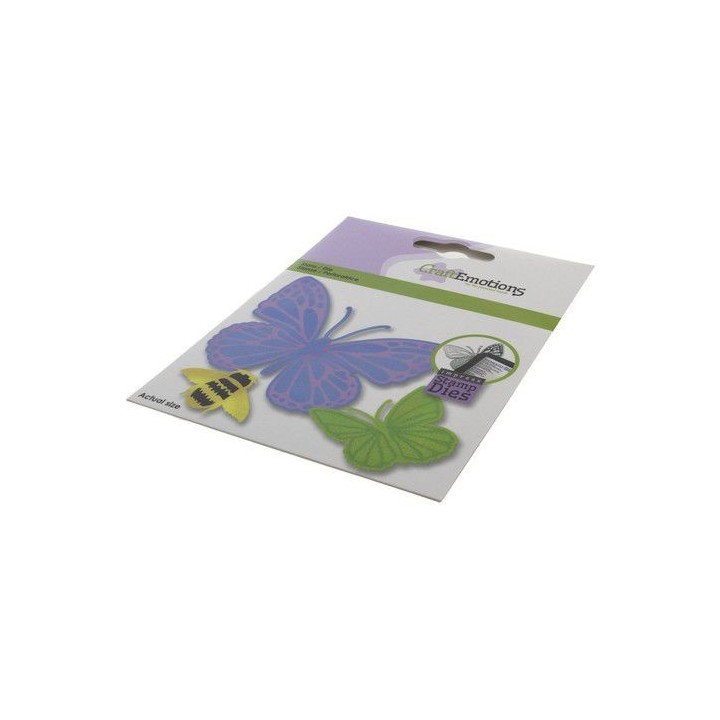 (115633/3403)CraftEmotions Impress stamp Die - Butterfly and bee Card 11x9cm
