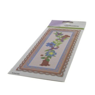 (115633/1205)CraftEmotions Die - Slimline scalop XL open - Spring flowers Card 27,5x11cm Die 21x9,8cm