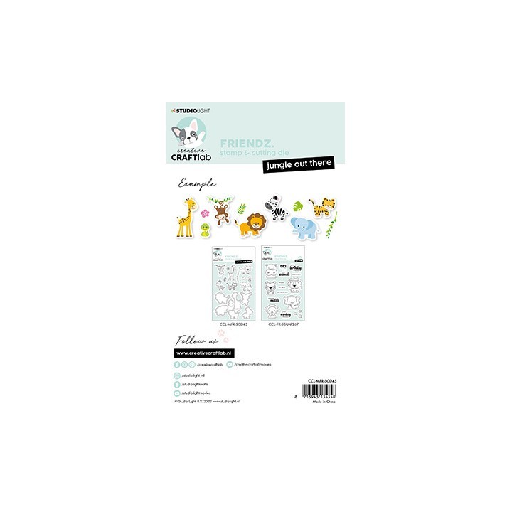 (CCL-MFR-SCD45)Studio Light Stamp & Cutting Die Jungle out there Mini Friendz nr.45
