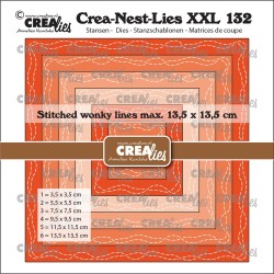 (CLNestXXL132)Creadies Crea-nest-dies XXL Squares with 2 wonky stitchlines