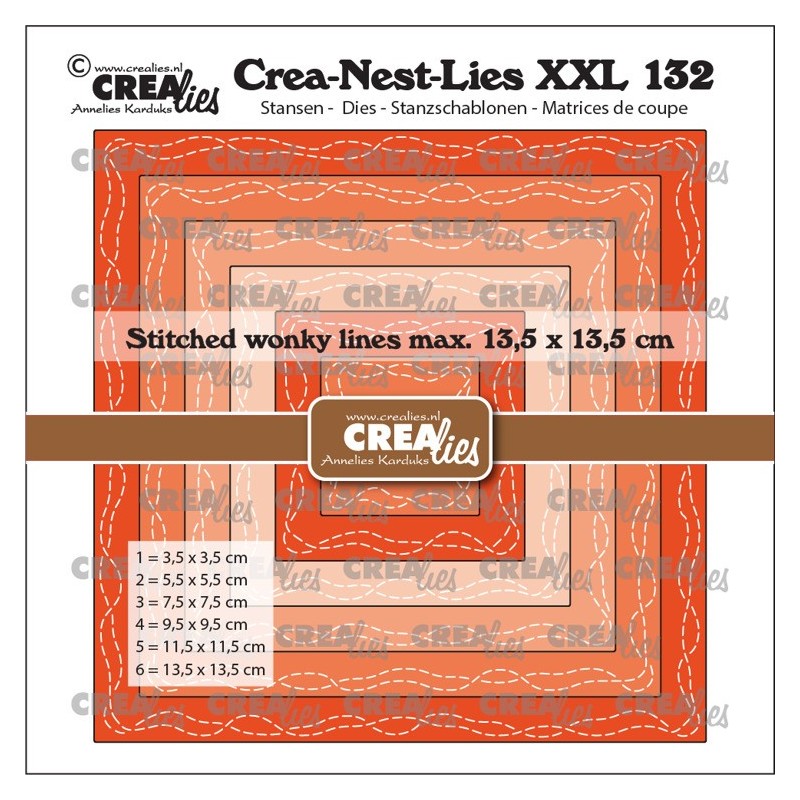 (CLNestXXL132)Creadies Crea-nest-dies XXL Squares with 2 wonky stitchlines