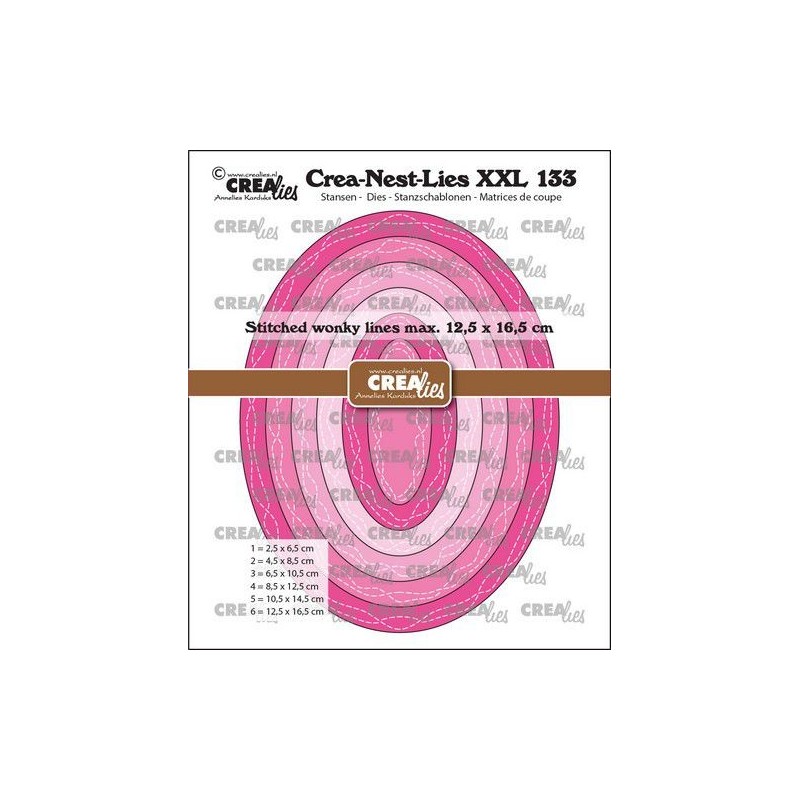 (CLNestXXL133)Creadies Crea-nest-dies XXL Ovals with 2 wonky stitchlines