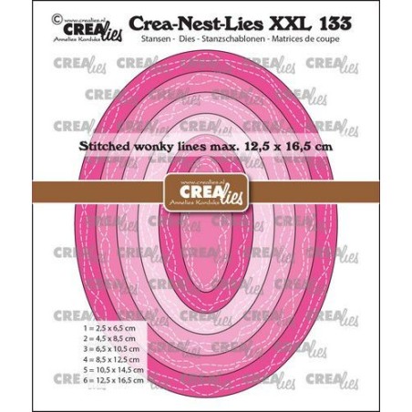 (CLNestXXL133)Creadies Crea-nest-dies XXL Ovals with 2 wonky stitchlines