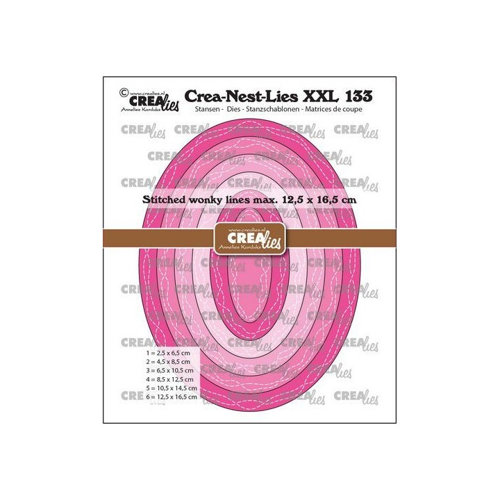 (CLNestXXL133)Creadies Crea-nest-dies XXL Ovals with 2 wonky stitchlines