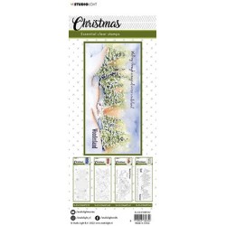 (SL-ES-STAMP242)Studio light SL Clear stamp Christmas Slimline snow forest Essentials nr.242