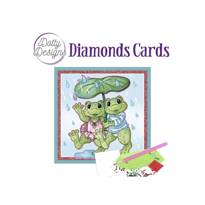 (DDDC1095)Dotty Designs Diamond Cards - Frogs with Umbrella