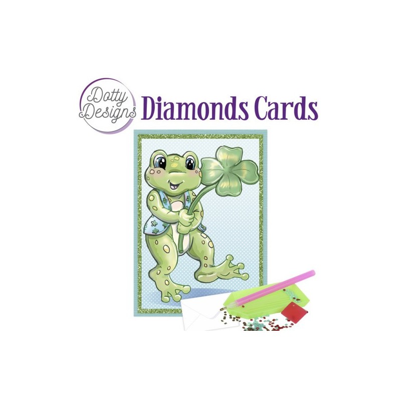 (DDDC1096)Dotty Designs Diamond Cards - Frog with Clover