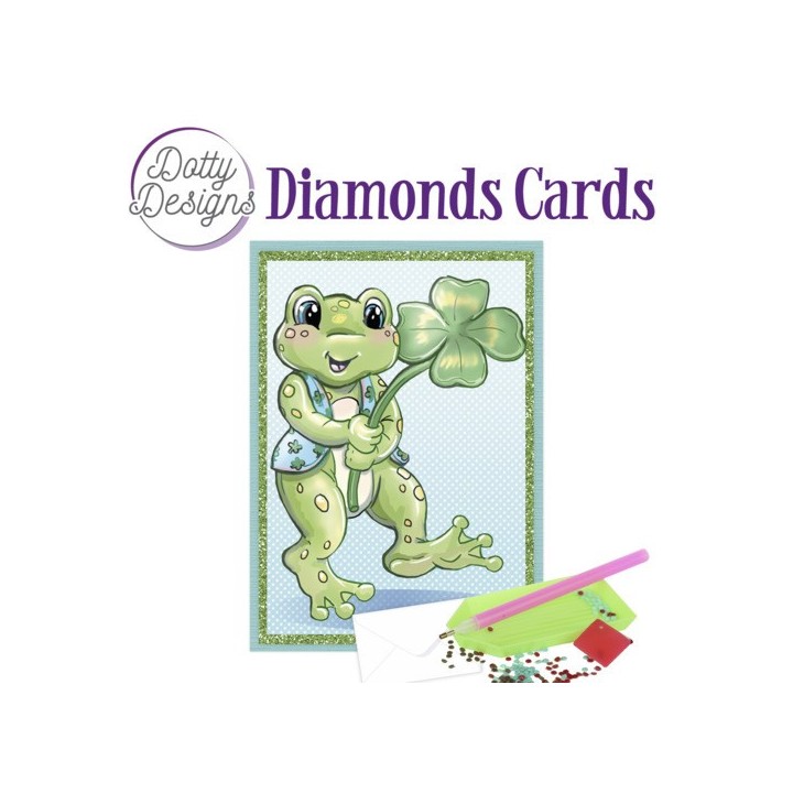 (DDDC1096)Dotty Designs Diamond Cards - Frog with Clover