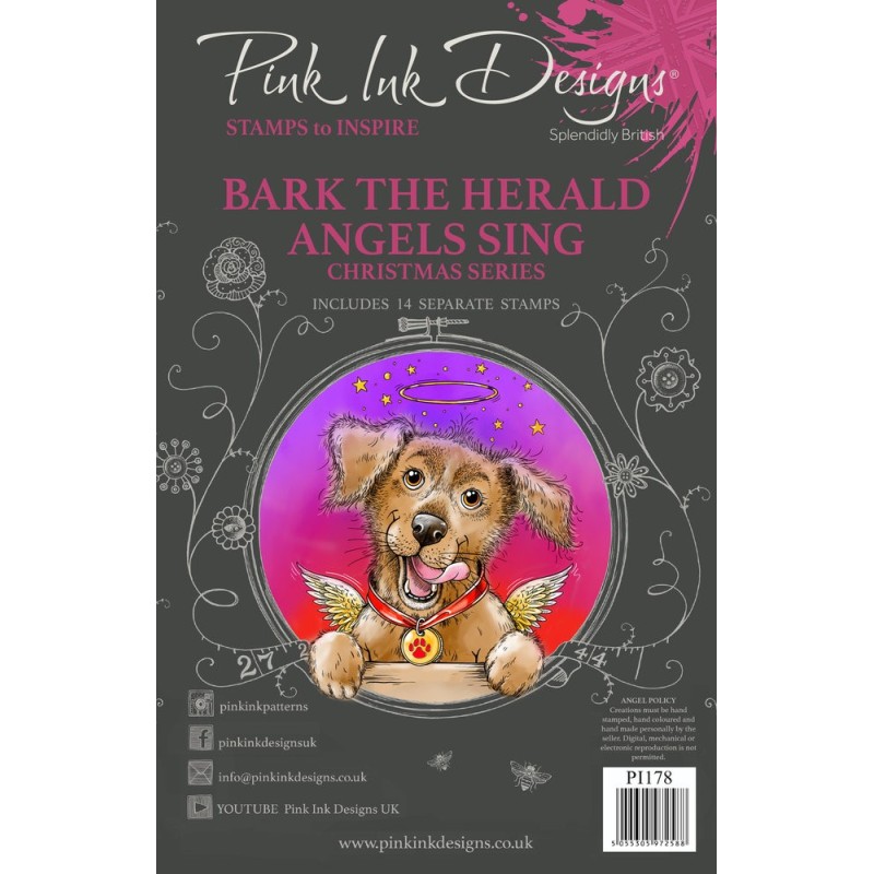 (PI178)Pink Ink Designs Bark The Herald Angels Sing A5 Clear Stamps