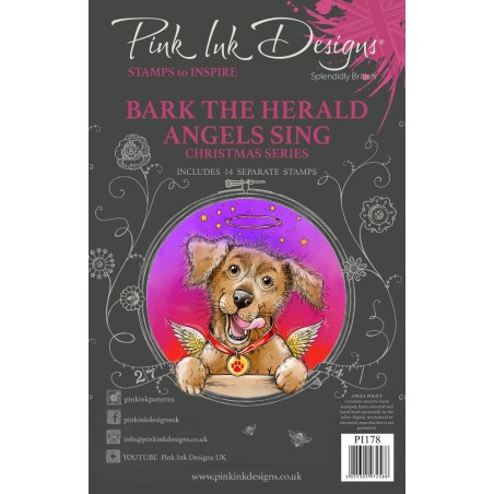 (PI178)Pink Ink Designs Bark The Herald Angels Sing A5 Clear Stamps