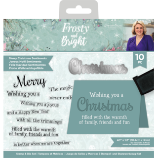 (S-FRBR-STD-MECS)Crafter's Companion Frosty and Bright Stamp & Die Merry Christmas Sentiments