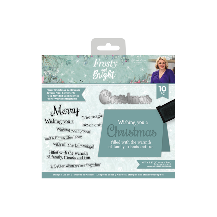 (S-FRBR-STD-MECS)Crafter's Companion Frosty and Bright Stamp & Die Merry Christmas Sentiments