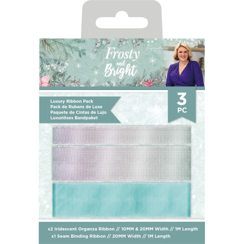 (S-FRBR-LUXRIB)Crafter's Companion Frosty and Bright Luxury Ribbon Pack (3pcs)