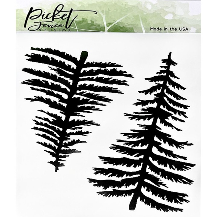 (SC-320)Picket Fence Studios Tall Christmas Trees 6x6 Inch Stencil
