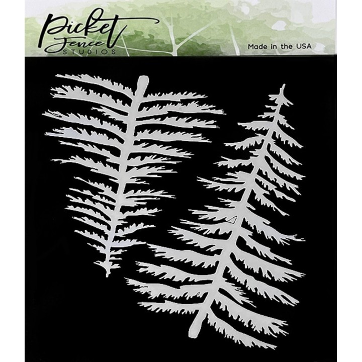 (SC-320)Picket Fence Studios Tall Christmas Trees 6x6 Inch Stencil