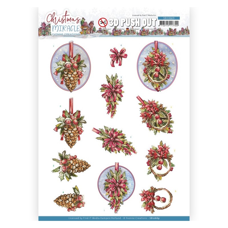 (SB10669)3D Push Out - Yvonne Creations - Christmas Miracle - Pinecone
