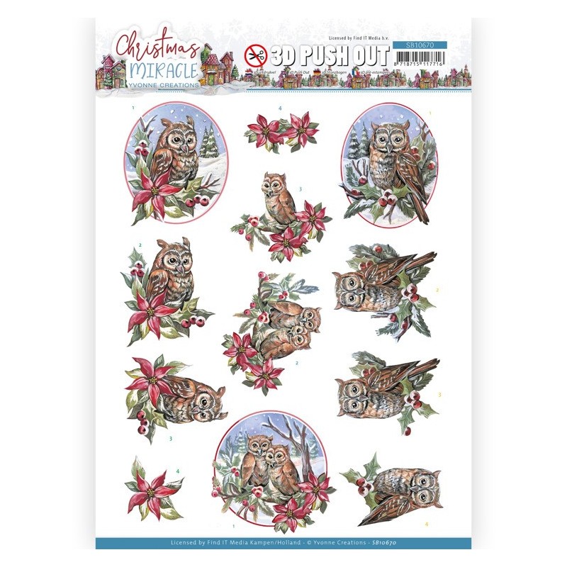 (SB10670)3D Push Out - Yvonne Creations - Christmas Miracle - Owl