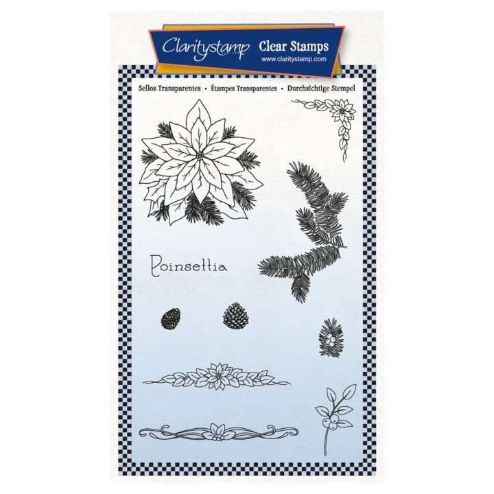 (STA-FL-11441-A6)Claritystamp JAYNE'S BIJOU POINSETTIA A6 STAMP SET