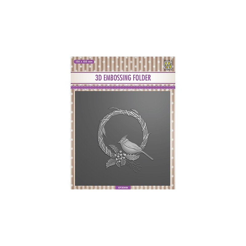 (EF3D058)Nellie's Choice Embossing Square Christmas bird