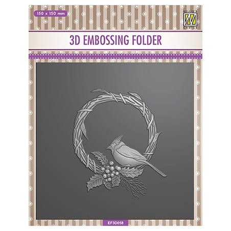 (EF3D058)Nellie's Choice Embossing Square Christmas bird