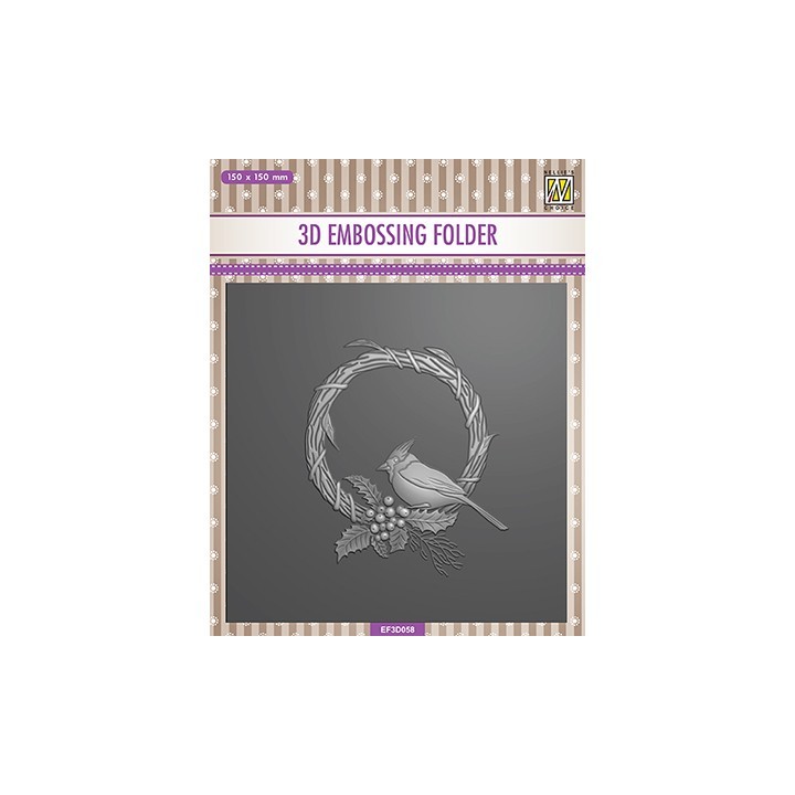 (EF3D058)Nellie's Choice Embossing Square Christmas bird