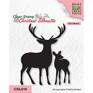 (CSIL016)Nellie's Choice Clear stamps Christmas Silhouette Deer with young