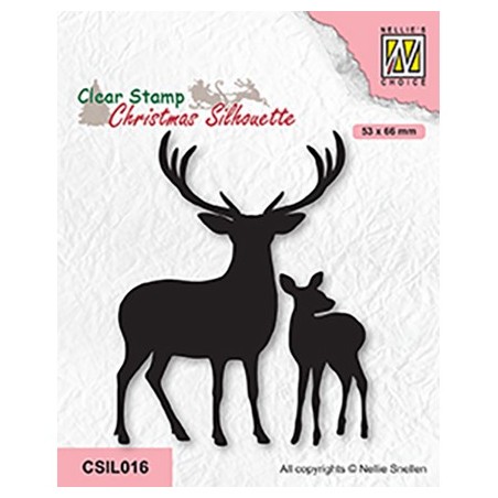 (CSIL016)Nellie's Choice Clear stamps Christmas Silhouette Deer with young