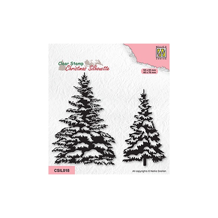 (CSIL018)Nellie's Choice Clear stamps Christmas Silhouette Snowy pinetrees