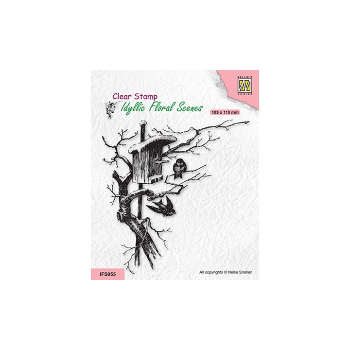 (IFS055)Nellie`s Choice Clearstamp - Nesting box with birds