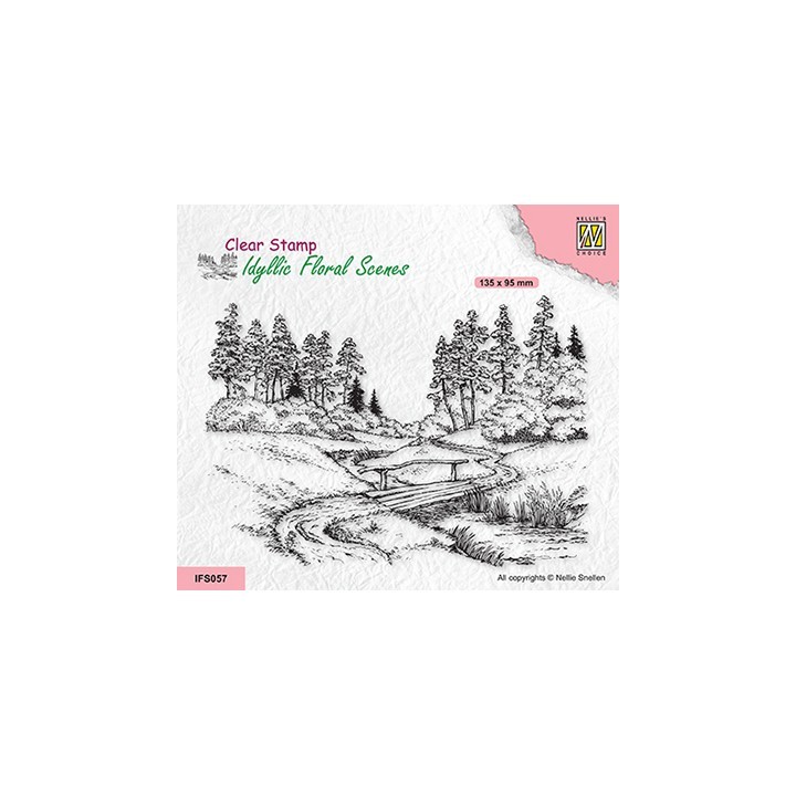 (IFS057)Nellie`s Choice Clearstamp - Stream with bridge