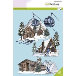 (3032)CraftEmotions clearstamps A5 - Log cabins and ski lift