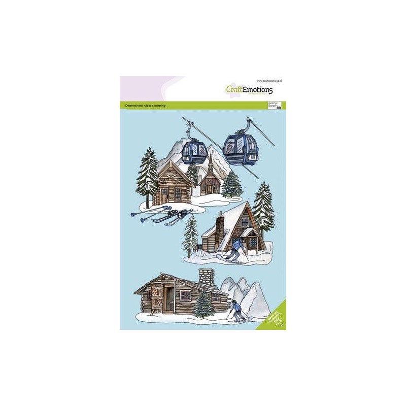 (3032)CraftEmotions clearstamps A5 Log cabins and ski lift