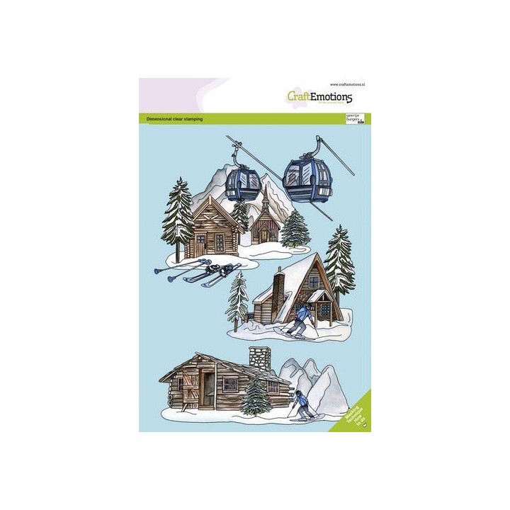 (3032)CraftEmotions clearstamps A5 - Log cabins and ski lift