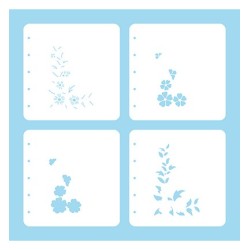 (LLSDE004)Nellies Choice Flower Corner 2, Set of 4 stencils