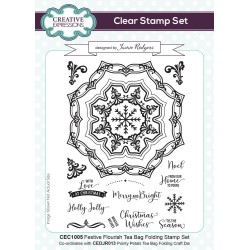 (CEC1005)Creative Expressions Jamie Rodgers Clear Stamp A5 Tea Bag Folding Festive Flourish