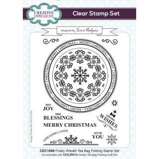 (CEC1006)Creative Expressions Jamie Rodgers Clear Stamp A5 Tea Bag Folding Frosty Wreath