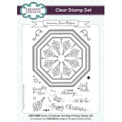 (CEC1008)Creative Expressions Jamie Rodgers Clear Stamp A5 Tea Bag Folding Swirly Christmas