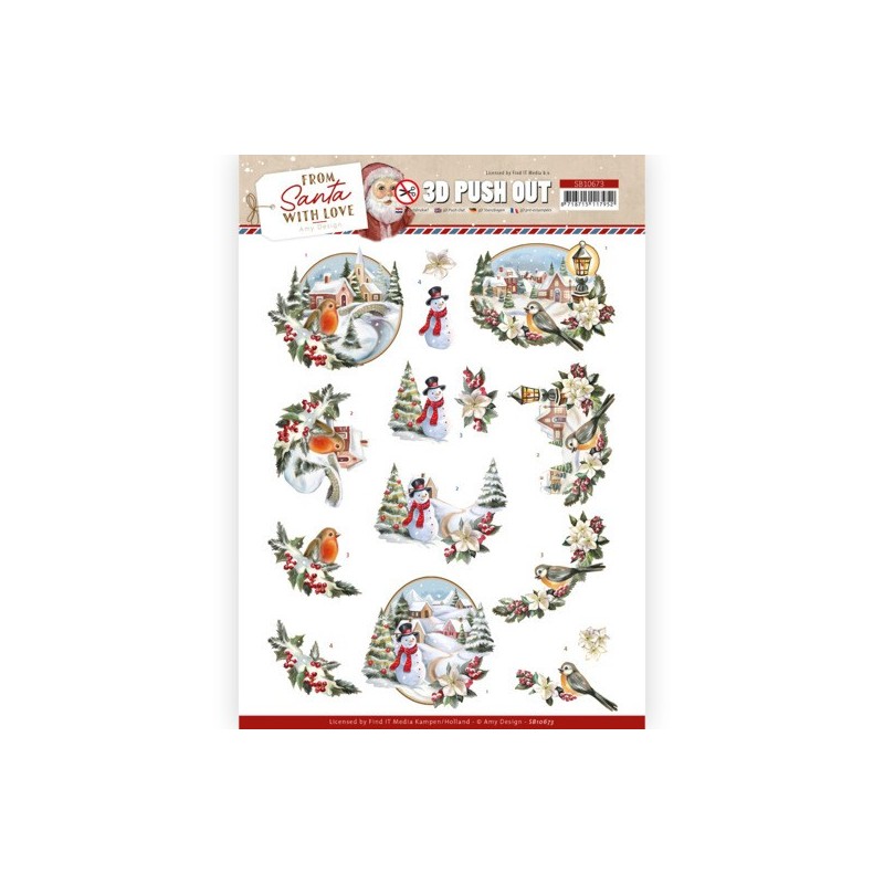 (SB10673)3D Push Out - Amy Design - From Santa with Love - Snowman (SB10673)3D Push Out - Amy Design - From Santa with Love - Snowman
