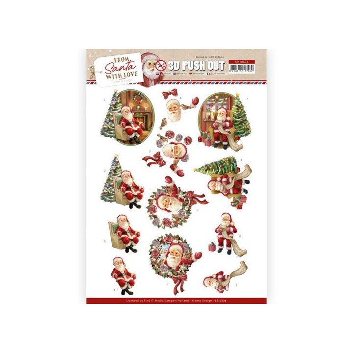 (SB10674)3D Push Out - Amy Design - From Santa with Love - Santa