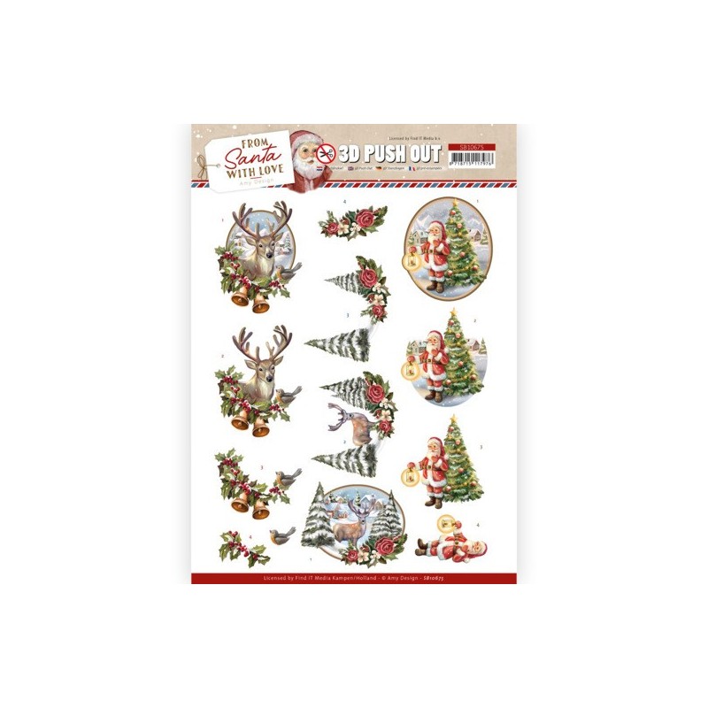(SB10675)3D Push Out - Amy Design - From Santa with Love - Deer