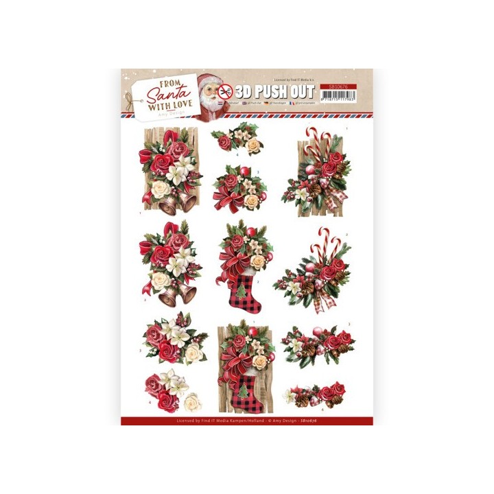(SB10676)3D Push Out - Amy Design - From Santa with Love - Red Bow