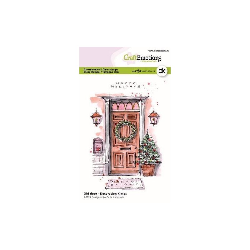 (2302)CraftEmotions clearstamps A6 - Old door - Decoration X-mas Carla Kamphuis