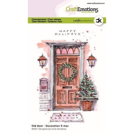 (2302)CraftEmotions clearstamps A6 - Old door - Decoration X-mas Carla Kamphuis