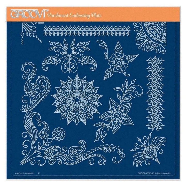 (GRO-FL-41871-03)Groovi Plate A5 TINA'S HENNA CORNERS 2