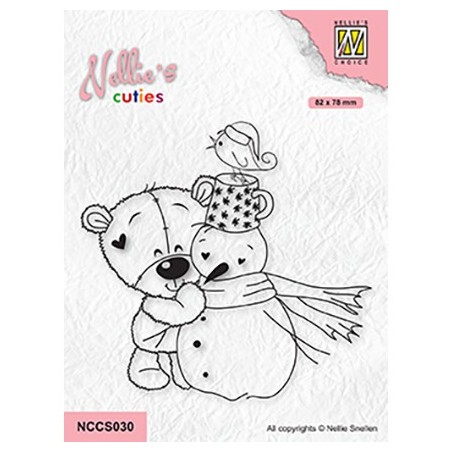 (NCCS030)Nellie`s Choice Clearstamp - Snowman with bear
